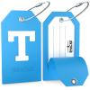 Shacke Initial Luggage Tag with Full Privacy Cover and Stainless Steel Loop - Aqua Teal (Letter T) view 2