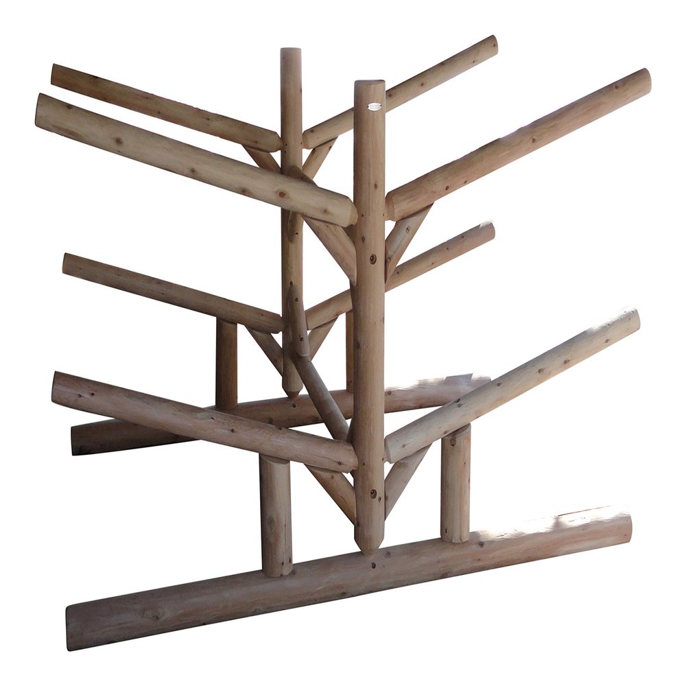 6-Place 4 Canoes + 2 Kayaks Log Rack, Freestanding Kayak Garage Storage Racks, Surfboard Stand, Kayak Rack, SUP Paddle Board Storage Racks for Garage, Canoe Stand Organizer - Canyon Brown