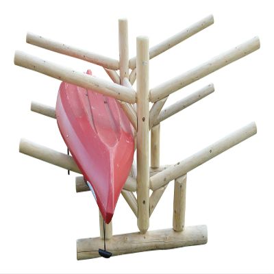 4-Place Low 2 Canoes + 2 Kayaks Log Rack, Freestanding Kayak Garage Storage Racks, Surfboard Stand, Kayak Rack, SUP Paddle Board Storage Racks for Garage, Canoe Storages - Unfinished