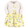 Hudson Baby baby girls Cotton and Cardigan Set Casual Dress, Lemon, 2T US view 1