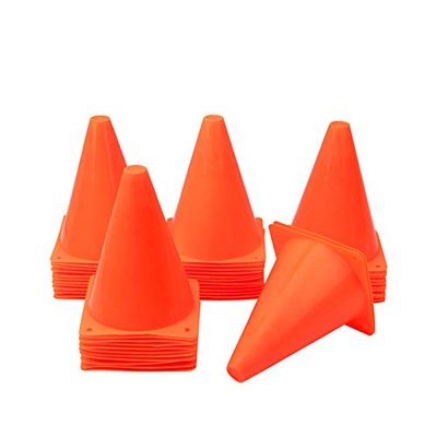 [ 48 Pack ] 7 Inch Plastic Traffic Cones Field Marker Cones Sport Training Traffic Cone Sets for Skate Soccer Indoor/Outdoor Agility Training & Festive Events Physical Education Flexible - Orange (48)