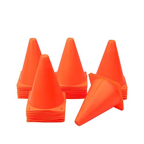 [ 48 Pack ] 7 Inch Plastic Traffic Cones Field Marker Cones Sport Training Traffic Cone Sets for Skate Soccer Indoor/Outdoor Agility Training & Festive Events Physical Education Flexible - Orange (48)