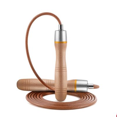 Adjustable Leather Skipping Rope, Pure Wooden Handle and Swivel Bearing Design, Suitable for Fitness Venues and Home Fitness Exercises