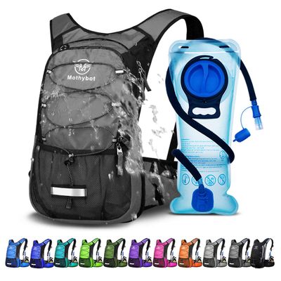 Mothybot Hydration Pack, Insulated Hydration Backpack with 2L BPA Free Water Bladder and Storage, Hiking Backpack for Men, Women, Kids for Running, Cycling, Camping - Keep Liquid Cool up to 5 Hours