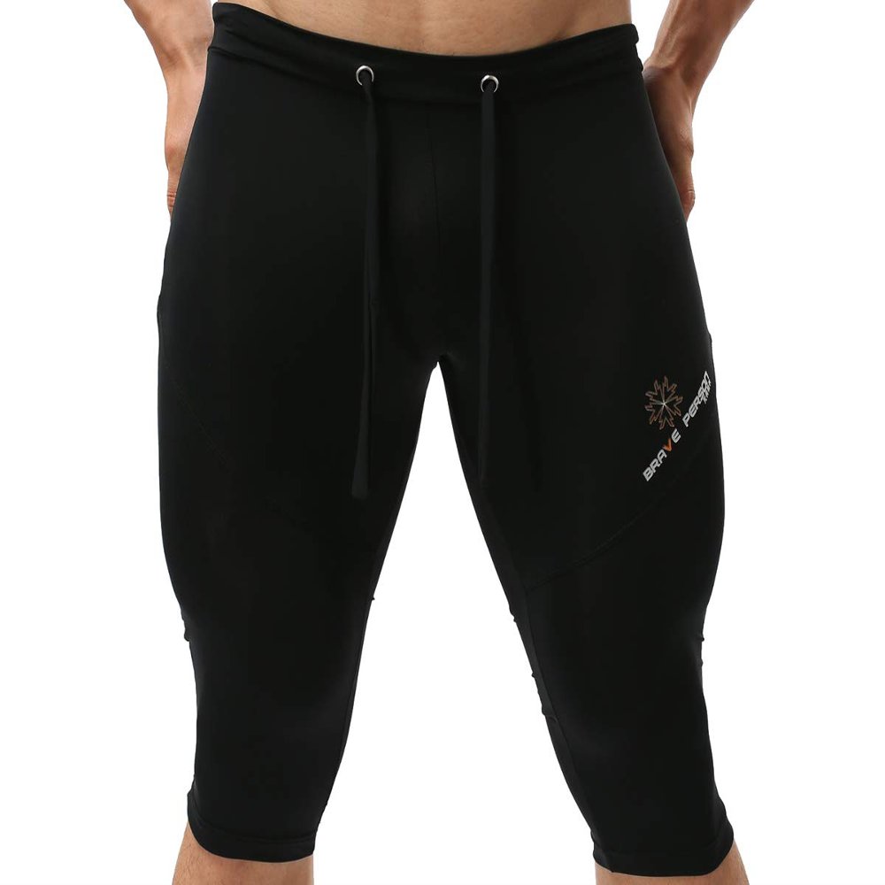 BRAVE PERSON Men's Sports Shorts Quick-Dry Swim Trunks, Fitness, Running, Cycling Pants 2221 (M/Waist 28''-32'', Black)