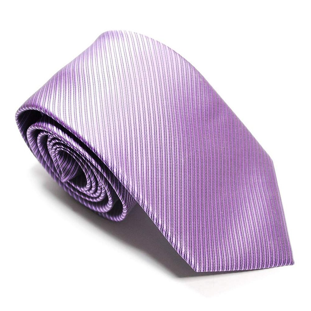 8CM Stylish Tie For Men Polyester Solid Stripes Ties For Wedding,Party,Daily Dress,Birthday'Gift (C1 purple grey)