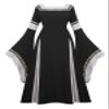 Famajia Womens Medieval Renaissance Costume Cosplay Victorian Vintage Retro Gown Long Dress Black Small view 1