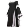 Famajia Womens Medieval Renaissance Costume Cosplay Victorian Vintage Retro Gown Long Dress Black Small view 2