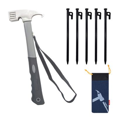 Mankujin Camping Mallet Hammer,6pcs Heavy Duty Iron Tent Pegs,Lightweight and Strong Tent Stakes Mallet Hammer,Unbreakable and Inflexible Tent Accessories Kit for Hiking, Backpacking, Gardening