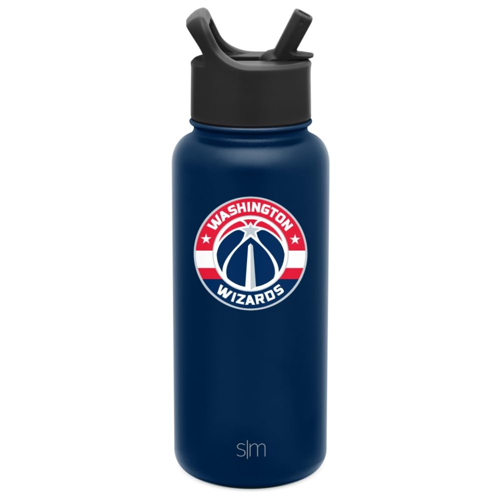 Simple Modern Officially Licensed NBA Washington Wizards Water Bottle with Straw Lid | Vacuum Insulated Stainless Steel 32oz Thermos | Summit Collection | Washington Wizards