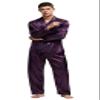 TONY & CANDICE Men's Classic Satin Pajama Set Sleepwear (Purple with Black Piping, Large) view 4