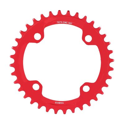 Alomejor Chain Ring Single Chainring 32T 34T 36T 38T 104 BCD Narrow Wide Chainrings for Bicycle Road Mountain BMX Fixie Track Fixed(36T Red)