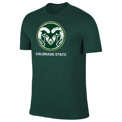 Campus Colors Adult MVP Heathered Cotton Blend T-Shirt - Logo Tshirt - Made from Ringspun - Comfort and Versatility (Colorado State Rams - Green, XX-Large)