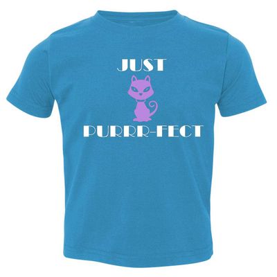 Fasciino - Cute Just Purr-FECT Cat Toddler Kids T-Shirt (2T-5.6T) Turquoise