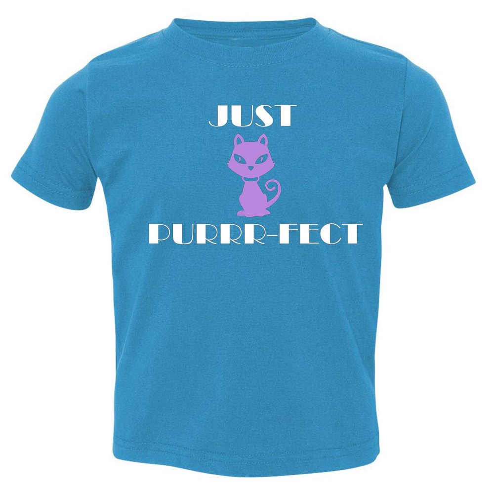 Fasciino - Cute Just Purr-FECT Cat Toddler Kids T-Shirt (2T-5.6T) Turquoise