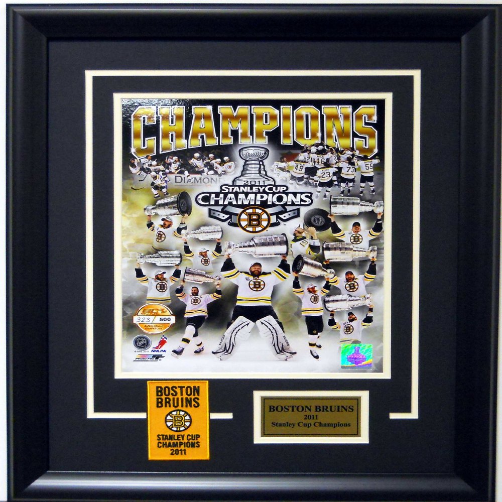 Framed Deluxe Hockey Boston Stanley Cup Composite with official patches Limited Edition SKU #4019