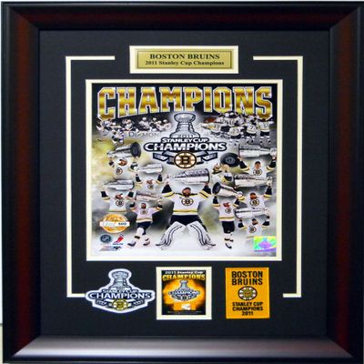 Framed Deluxe Hockey Bruins Stanley Cup Composite with official patches Limited Edition SKU #4018