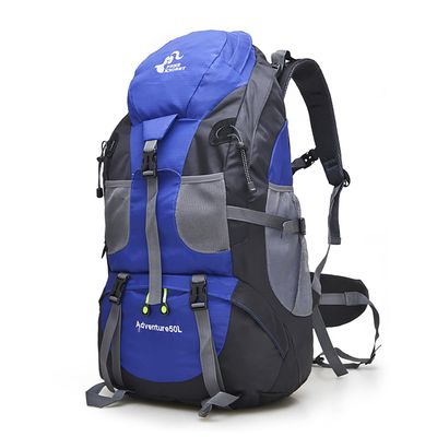 Bseash 50L Hiking Backpack, Water Resistant Lightweight Outdoor Sport Daypack Travel Bag for Camping Climbing Skiing Cycling (Blue - No Shoe Compartment)