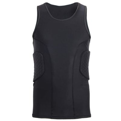 Topeter Padded Rib Protector Shirt Hockey Baseball Vest Paintball Gear Football Protective Pads for Boys (Black L)