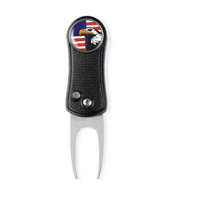 HAIYUE Foldable Metal Golf Divot Repair Tool Pop-up Button Stainless Steel Switchblade Divot Tool with Ball Marker Magnetic Bald Eagle for Women or Man (Multi-Colors/Bone Shape)