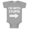 Indica Plateau I'm With Stupid Right Heather Grey 12 Month Cotton One-Piece Infant Baby Romper view 1