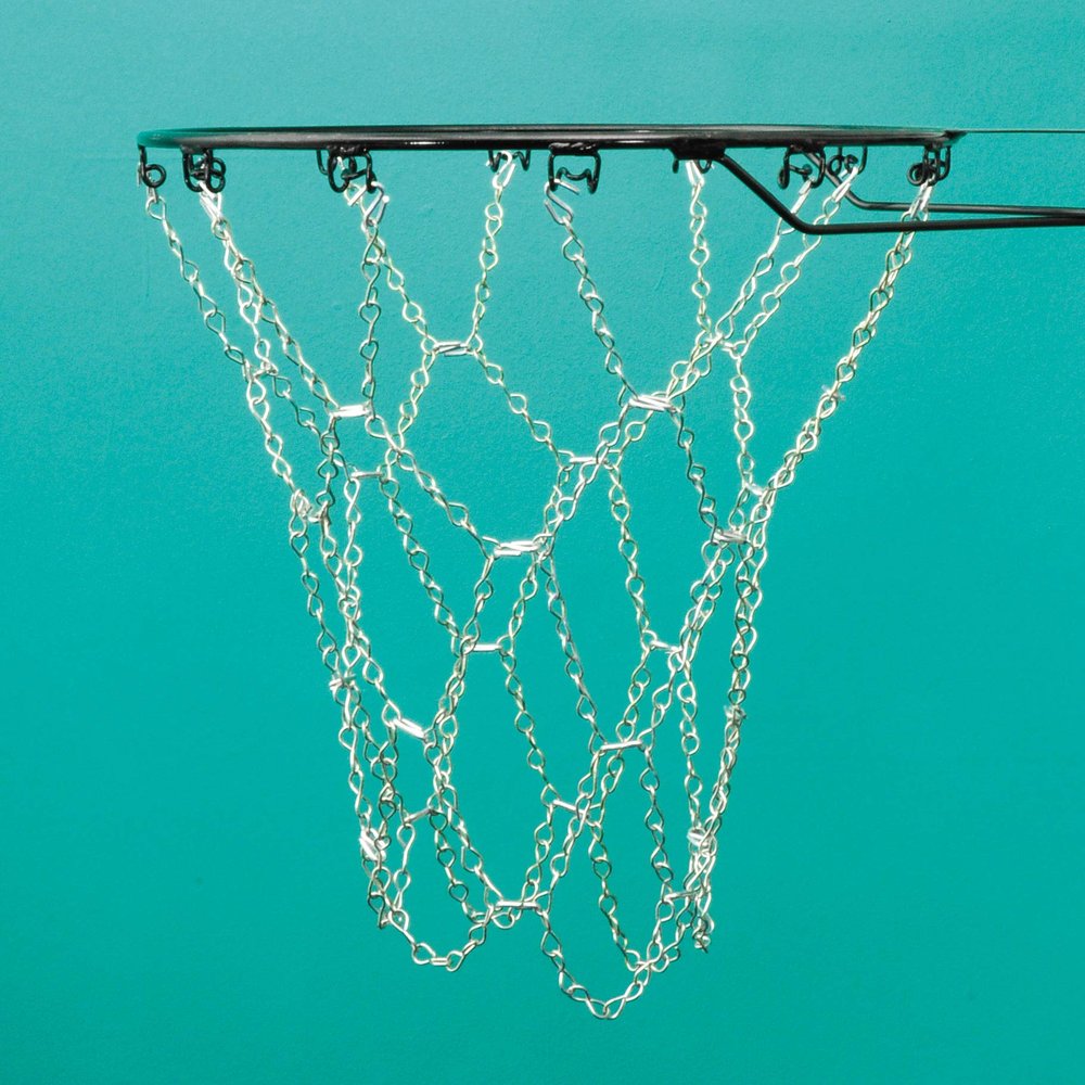 Sure Shot Chain Basketball Net-White, Silver, One Size