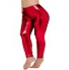 Loxdonz Women Wet Look Shiny Metallic Leggings Liquid Waist Stretch Pants Velma Costume Halloween Tights (XX-Large, Red) view 1