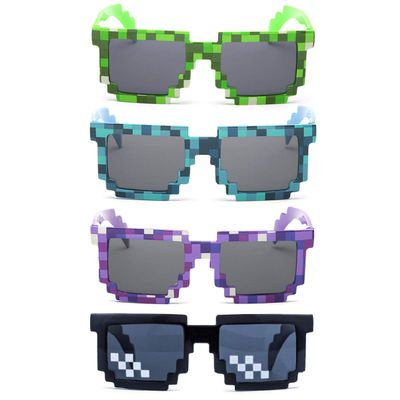 kilofly 4pc 8-Bit Pixel UV Protect Gamer Sunglasses Adult Kids Party Favors