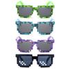 kilofly 4pc 8-Bit Pixel UV Protect Gamer Sunglasses Adult Kids Party Favors view 1