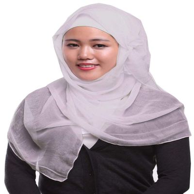 Muslim Simulation Silk Chiffon with Flash Hijab Headscarf (MatteWhite)