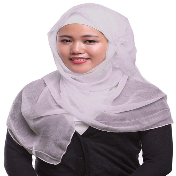 Muslim Simulation Silk Chiffon with Flash Hijab Headscarf (MatteWhite)