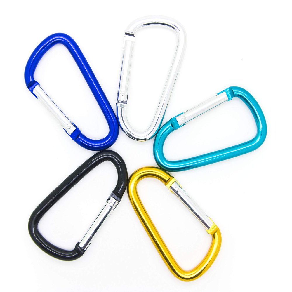 OnDepot 100 Pack of 3 inches Carabiner Spring Belt Clip Lot Snap Key Chain 75mm Aluminum Color, Black/Blue/Silver/Mix Color (Mix Color 3" (100 Pack))