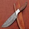 9.5" Walnut Wood Scale with Steel Bolster Skinning Knife, Full Tang Blade Rain Drop Pattern Straight Back Hand Forged Damascus Steel, Cow Leather Sheath (Brown) (Brown) view 3