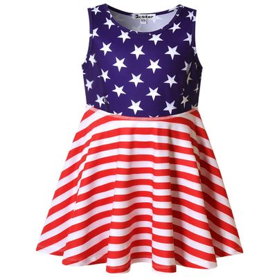 4th July Dresses for Big Girls 10 12 USA Flag Independence Day Party Costume