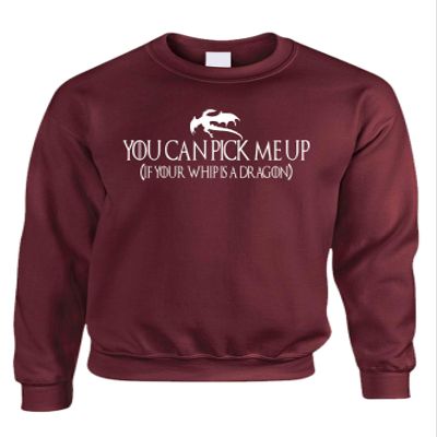 ALLNTRENDS Adult Sweatshirt You Can Pick Me Up Dragon Trending Tops Cool Stuff (2XL, Maroon)