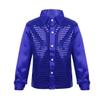 YONGHS Kids Boys Sparkly Sequins Hip Hop Performance Shirts Glittery Sequined Long Sleeve Spread Collar Dancewear Blue 10-12 view 1