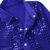 YONGHS Kids Boys Sparkly Sequins Hip Hop Performance Shirts Glittery Sequined Long Sleeve Spread Collar Dancewear Blue 10-12 view 2