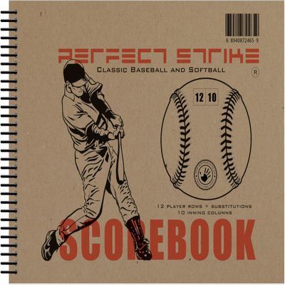 Perfect Strike Baseball Scorebook with Rules and Scoring Instructions. Heavy Duty. Youth or Adult Baseball and Softball. LS-12:10. (5 Book Value Pack)