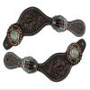 Showman Ladies Floral Tooled Chocolate Leather Spur Straps w/Vintage Cross Conchos view 1