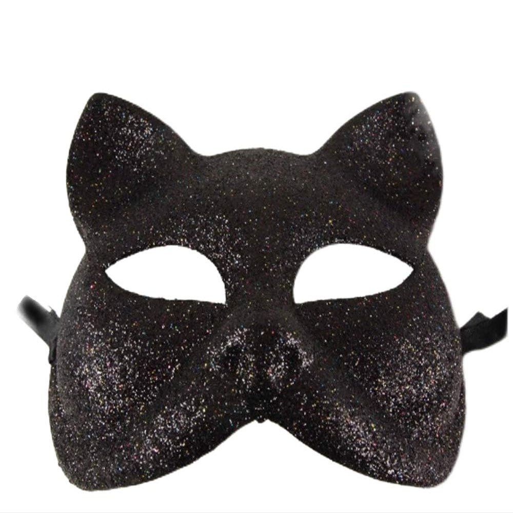Glitter Cat Masquerade Mask (Black)