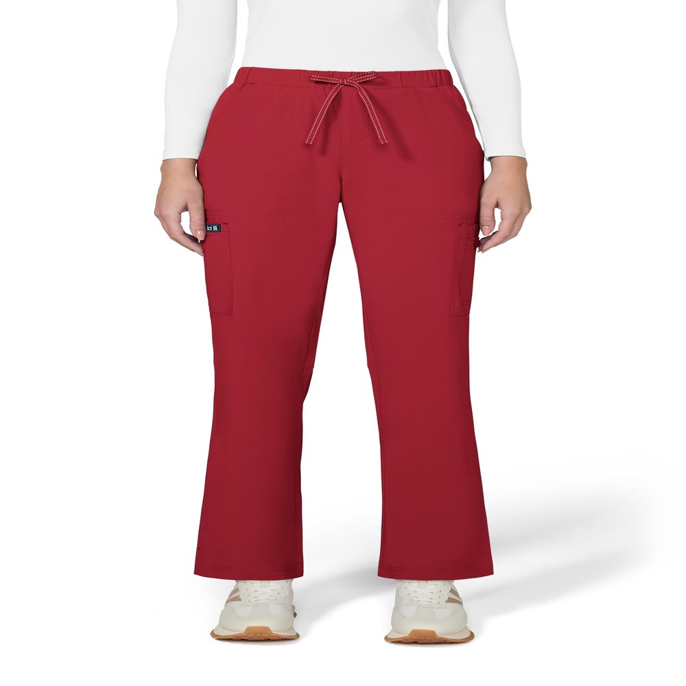 KOI Basics Women's Holly Cargo Scrub Pants, 8 Pockets, Drawstring Waist Ruby X-Large
