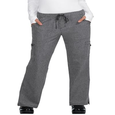 KOI Basics Women's Holly Cargo Scrub Pants, 8 Pockets, Drawstring Waist Heather Grey X-Large Petite