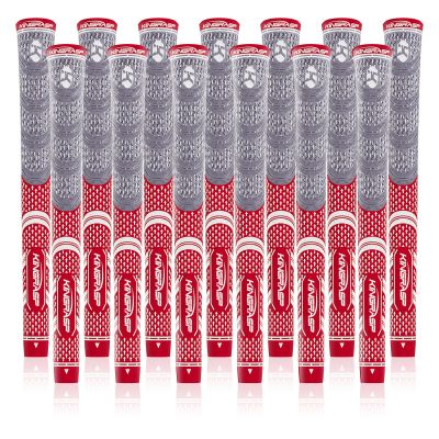 KINGRASP Multi Compound Golf Grips,Golf club grips midsize standard Size,13 Grips Set,6 Colors Optional,Anti-Slip High Stability,All Weather Cord Rubber Golf Club Grips(Gray/red, standard )