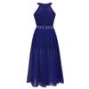 easyforever Girls Halter Shiny Rhinestone Flower Girls Dress Bridesmaid Party Ball Gown Maxi Romper Dress Blue 6 view 3
