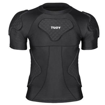 Football Padded Compression Shirt Men Chest Rib Protector Shoulder Back for Adult Football Baseball Softball Rugby Basketball