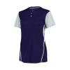 Russell Athletic Ladies Performance Two-Button Color Block Jersey Purple/Baseball Grey XL view 1