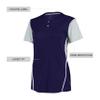 Russell Athletic Ladies Performance Two-Button Color Block Jersey Purple/Baseball Grey XL view 3