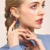 HAPPYAN Handmade Mulit-layer Clip On Earrings for Women & Clip-Ons Lightweight flower Leaf Dangle Earrings (Navy Blue Mix Clip) view 3