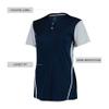 Russell Athletic Ladies Performance Two-Button Color Block Jersey Navy/Baseball Grey M view 3