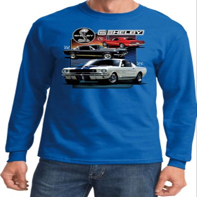 Ford Mustang Various Shelby Long Sleeve Shirt, Royal Large